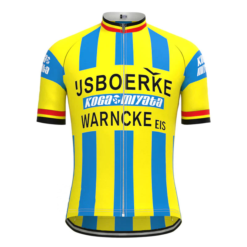 IJsboerke Yellow Short Sleeve Vintage Cycling Jersey Top