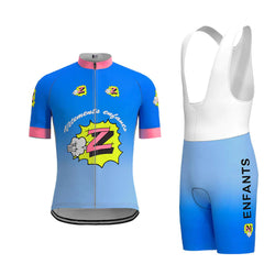 Z Vêtements Enfants Blaues Vintage-Kurzarm-Radtrikot-Matching-Set