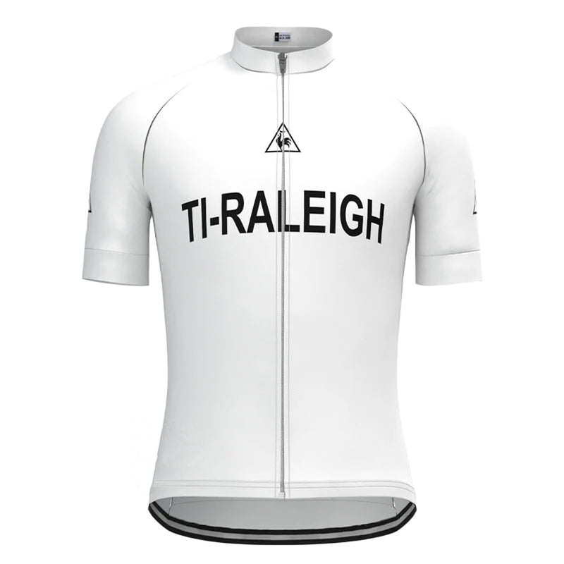 TI Raleigh White Vintage Short Sleeve Cycling Jersey Matching Set