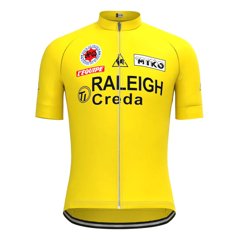 TI RALEIGH Yellow Vintage Short Sleeve Cycling Jersey Matching Set