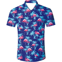 Palm Tree Flamingo Blue Funny Hawaiian Shirt