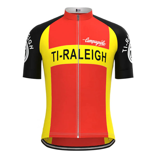 TI Raleigh Red Yellow Vintage Short Sleeve Cycling Jersey Matching Set