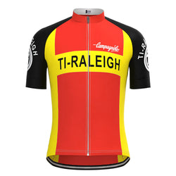 TI Raleigh Red Yellow Short Sleeve Vintage Cycling Jersey Top