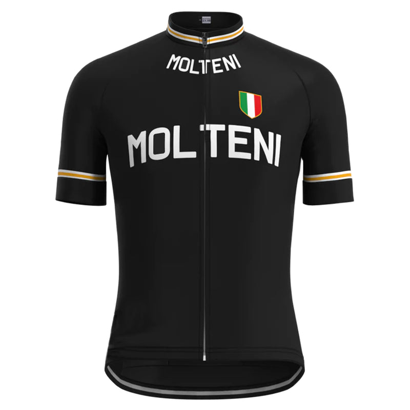 MOLTENI Black Vintage Short Sleeve Cycling Jersey Matching Set