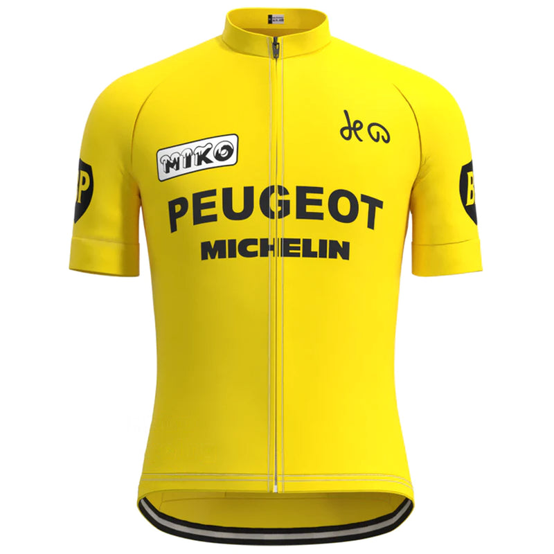 Peugeot Yellow Vintage Short Sleeve Cycling Jersey Matching Set