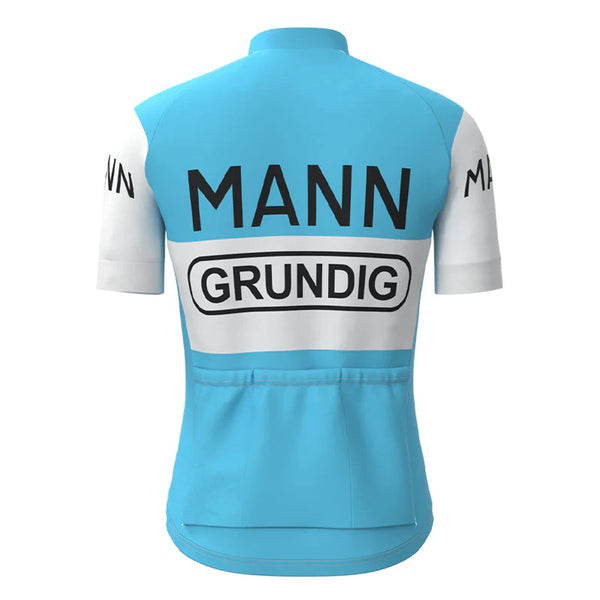 Dr. Mann Grundig Blue Short Sleeve Vintage Cycling Jersey Top
