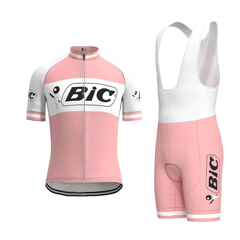 BIC Pink Vintage Short Sleeve Cycling Jersey Matching Set