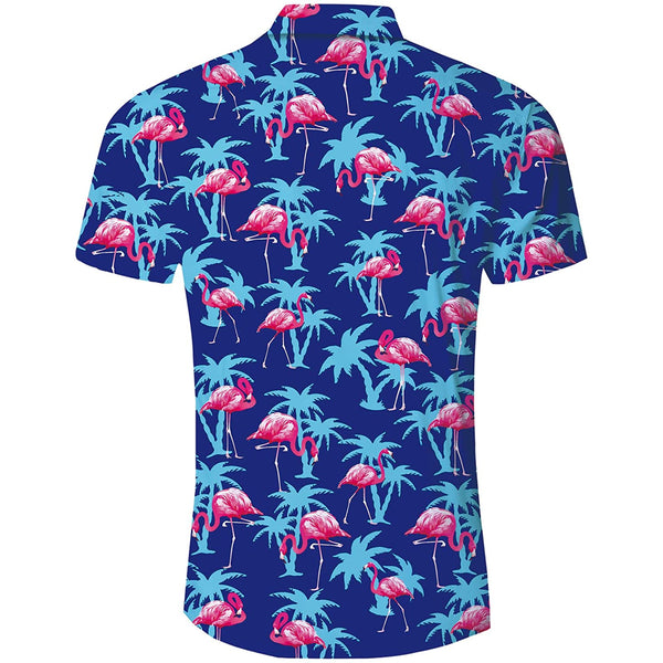 Palm Tree Flamingo Blue Funny Hawaiian Shirt