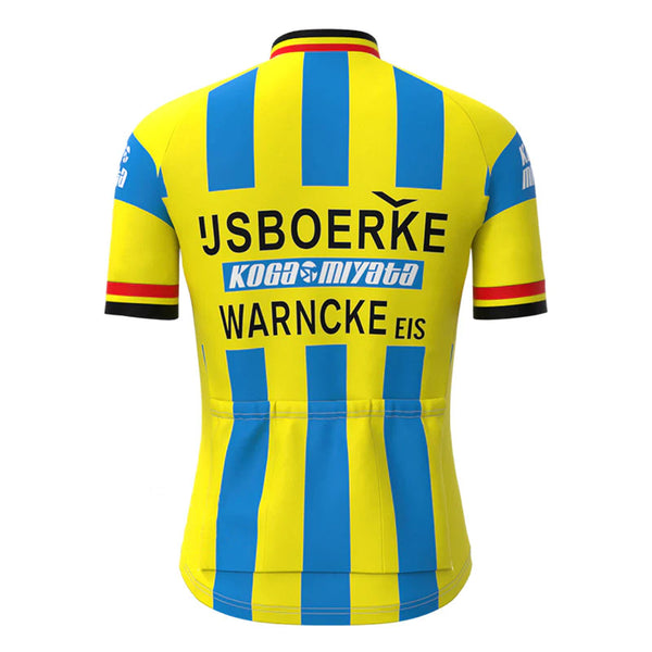 IJsboerke Yellow Short Sleeve Vintage Cycling Jersey Top