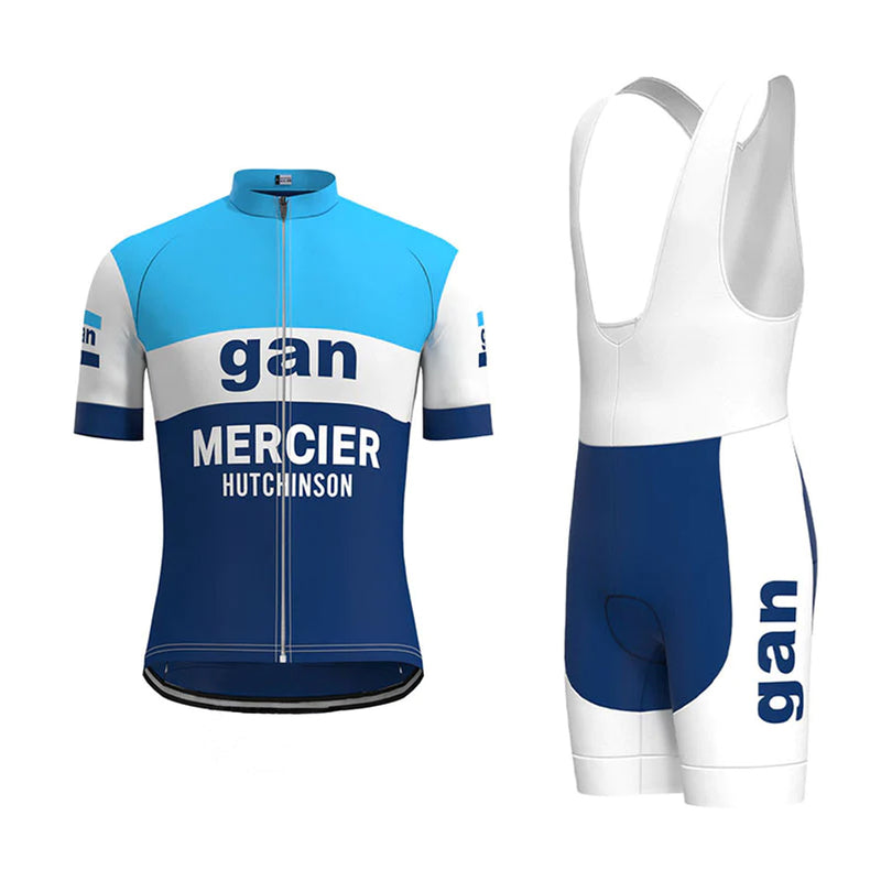 gan Blue Vintage Short Sleeve Cycling Jersey Matching Set