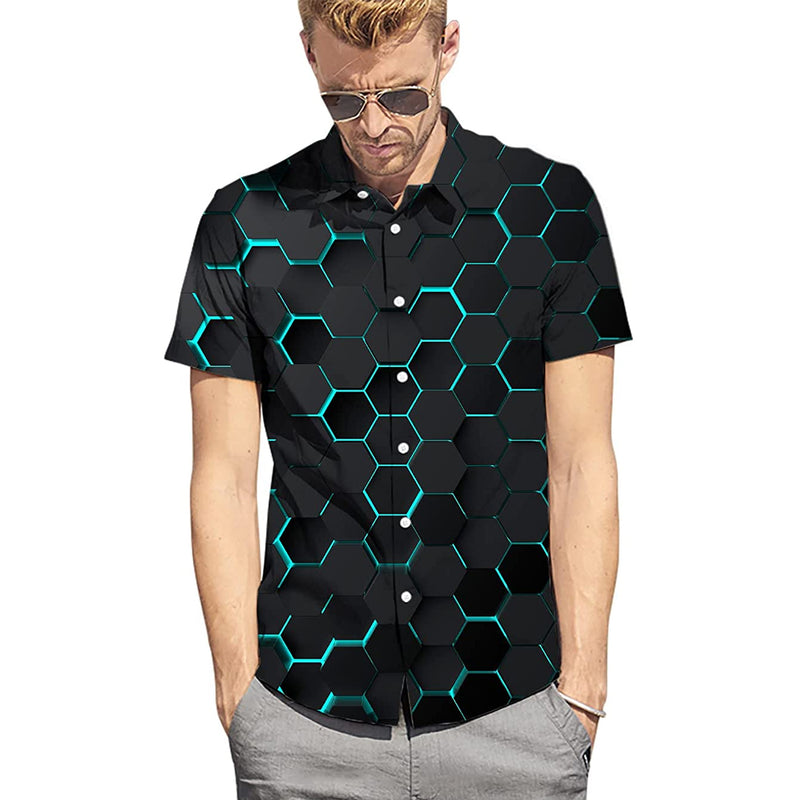 Blue Hexagon Funny Hawaiian Shirt
