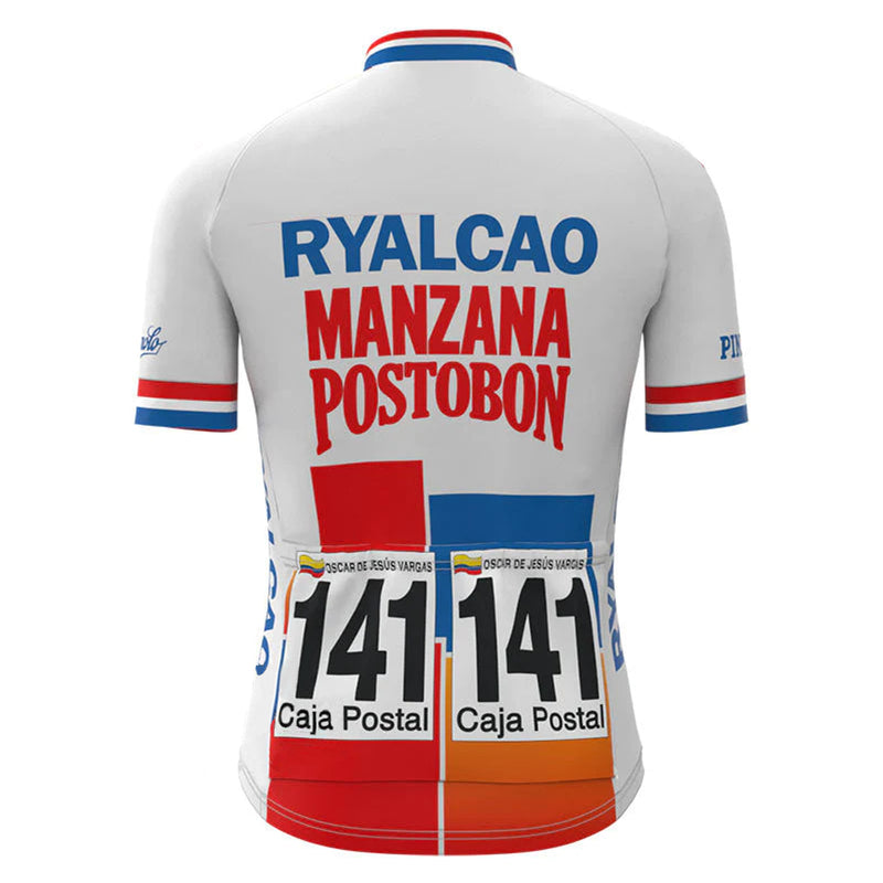 Ryalcao Manzana Postobón Red Vintage Short Sleeve Cycling Jersey Matching Set