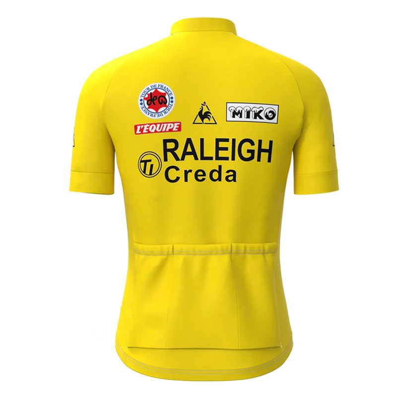 TI RALEIGH Yellow Vintage Short Sleeve Cycling Jersey Matching Set