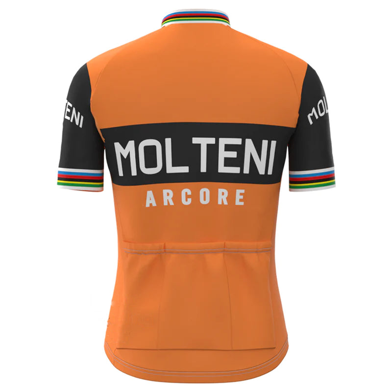 MOLTENI Orange Vintage Short Sleeve Cycling Jersey Matching Set