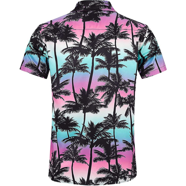 Pink Blue Palm Tree Funny Hawaiian Shirt
