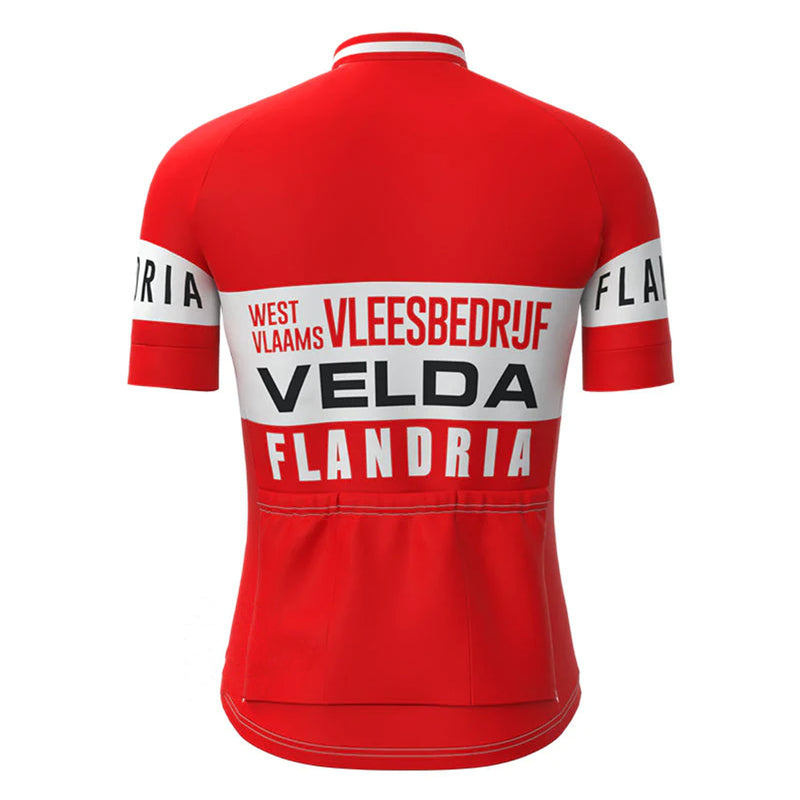 Velda Flandria Red Short Sleeve Vintage Cycling Jersey Top