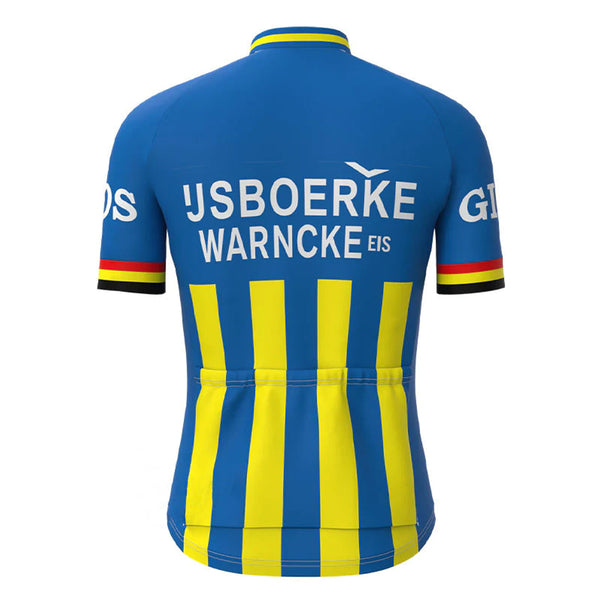 IJsboerke Blue Short Sleeve Vintage Cycling Jersey Top