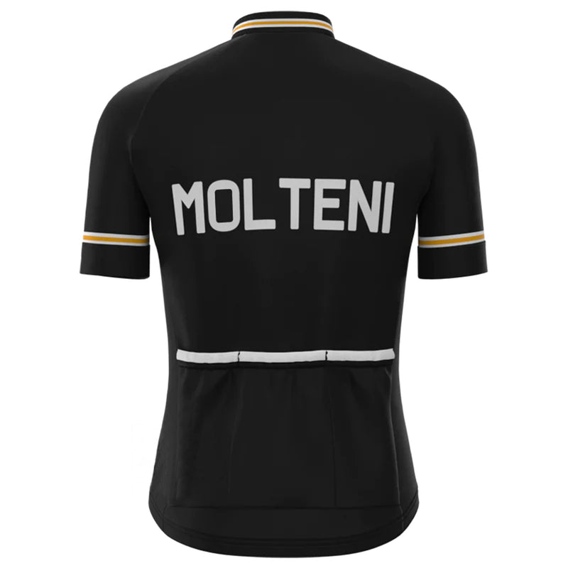 MOLTENI Black Vintage Short Sleeve Cycling Jersey Matching Set