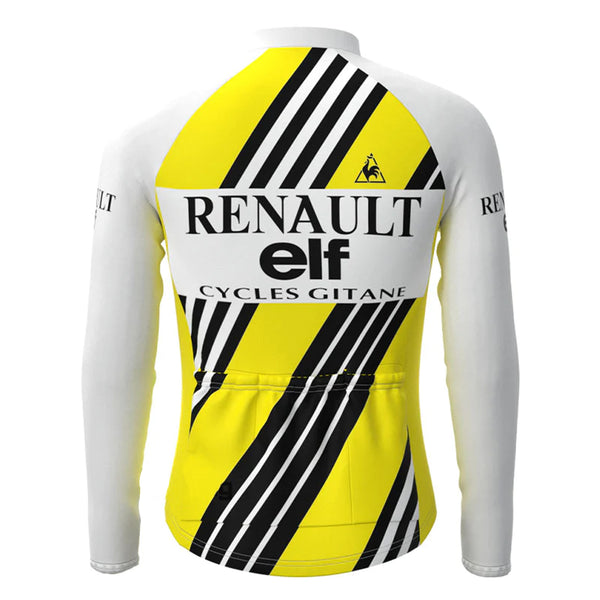 Renault ELF Yellow Stripe Vintage Long Sleeve Cycling Jersey Top