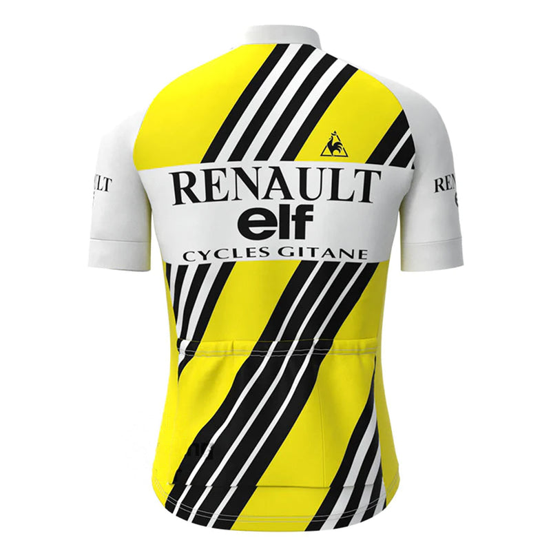 Renault Elf Yellow Stripe Vintage Short Sleeve Cycling Jersey Matching Set