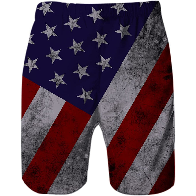 Vintage American Flag Funny Swim Trunks