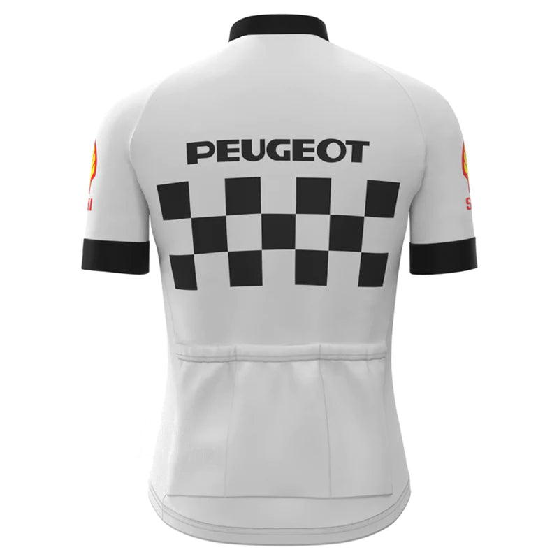 PEUGEOT White Vintage Short Sleeve Cycling Jersey Matching Set