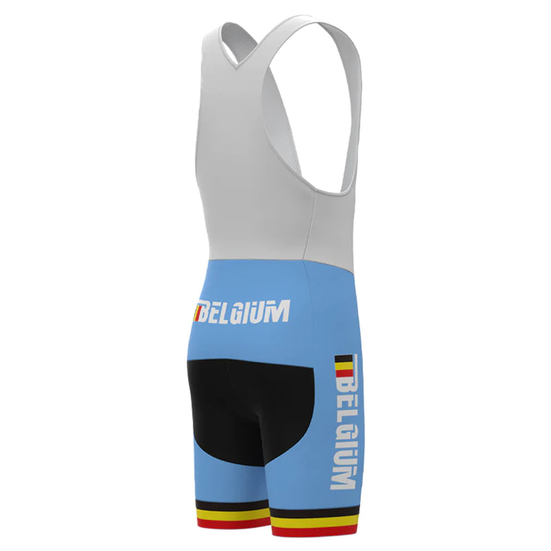 BELGIUM Blue Vintage Short Sleeve Cycling Jersey Matching Set