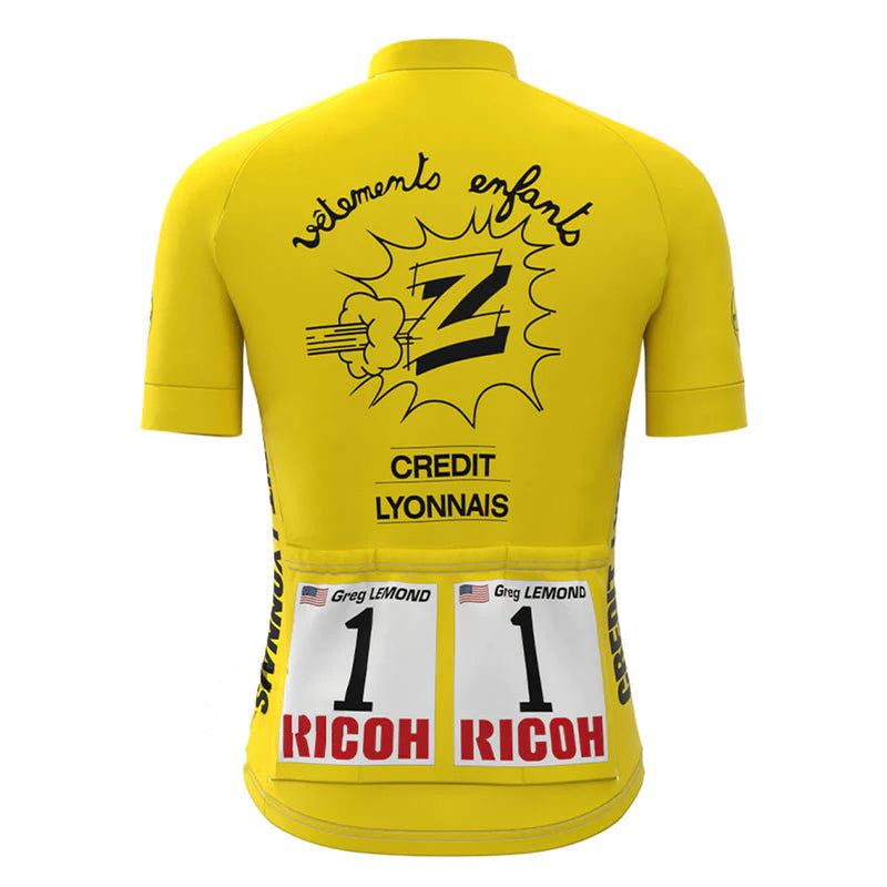 Crédit Agricole Z Vêtements Yellow Vintage Short Sleeve Cycling Jersey Matching Set