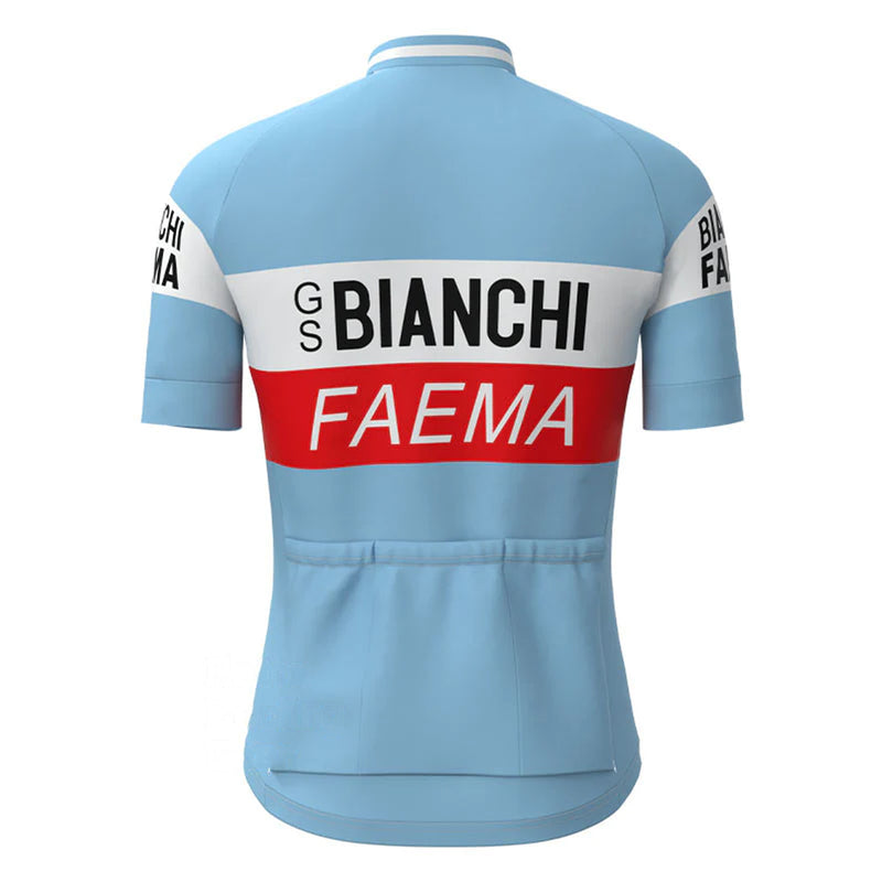 BIANCHI Blue Red Vintage Short Sleeve Cycling Jersey Matching Set