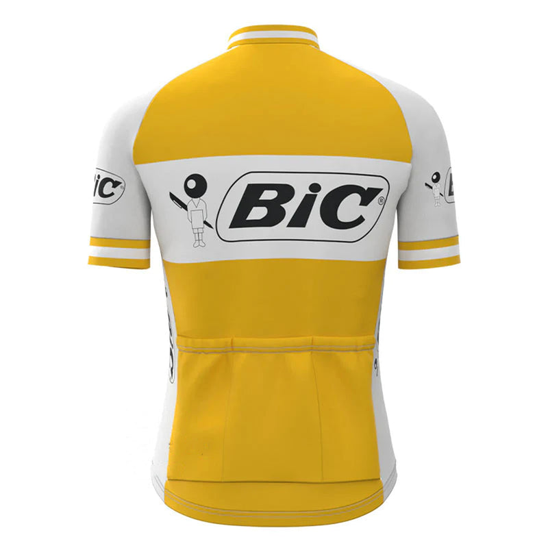 BIC Yellow Vintage Short Sleeve Cycling Jersey Matching Set