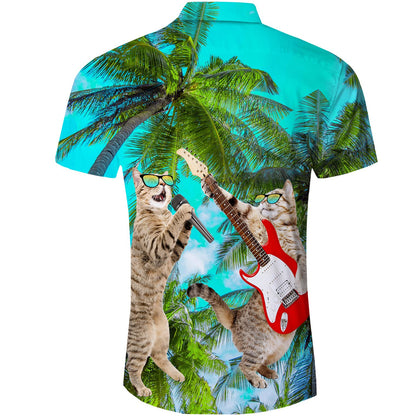 Plam Tree Singing Cat Funny Hawaiian Shirt