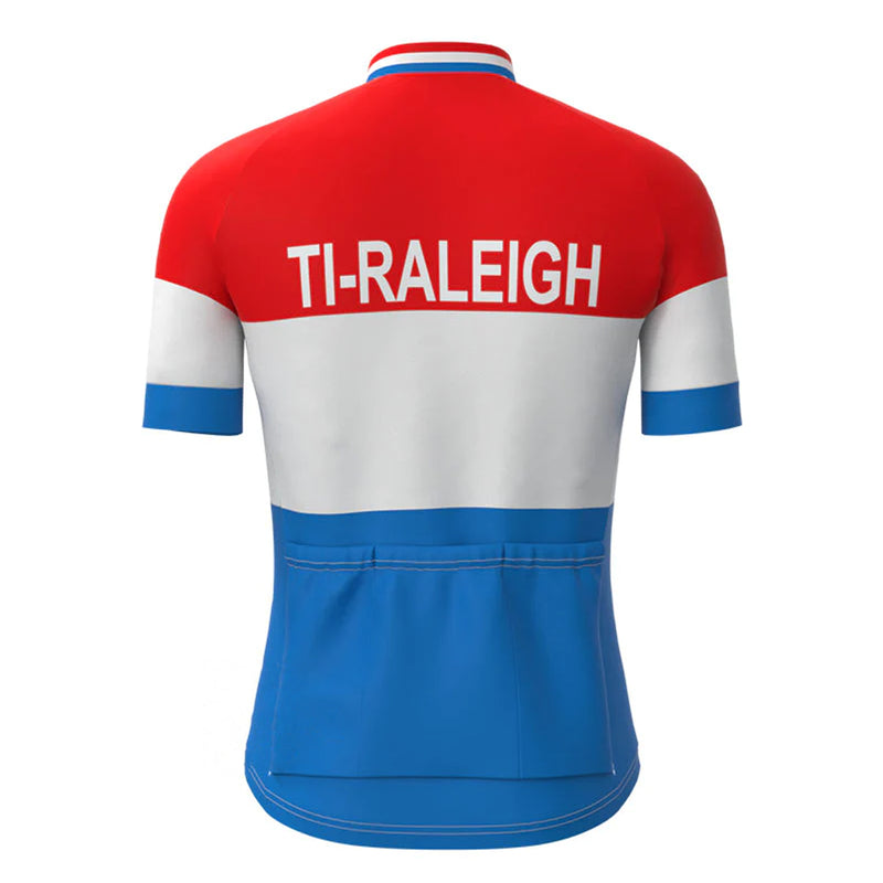 TI Raleigh Red Blue Vintage Short Sleeve Cycling Jersey Matching Set