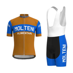 Molteni Brown Blue Vintage Short Sleeve Cycling Jersey Matching Set