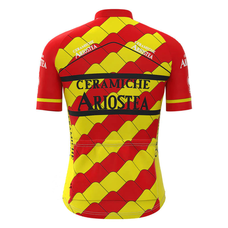 Ariostea Yellow Red Vintage Short Sleeve Cycling Jersey Matching Set