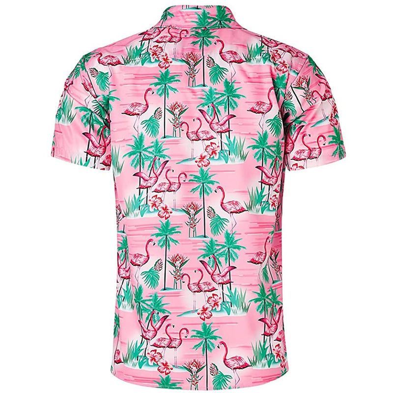 Palm Tree Flamingo Pink Funny Hawaiian Shirt