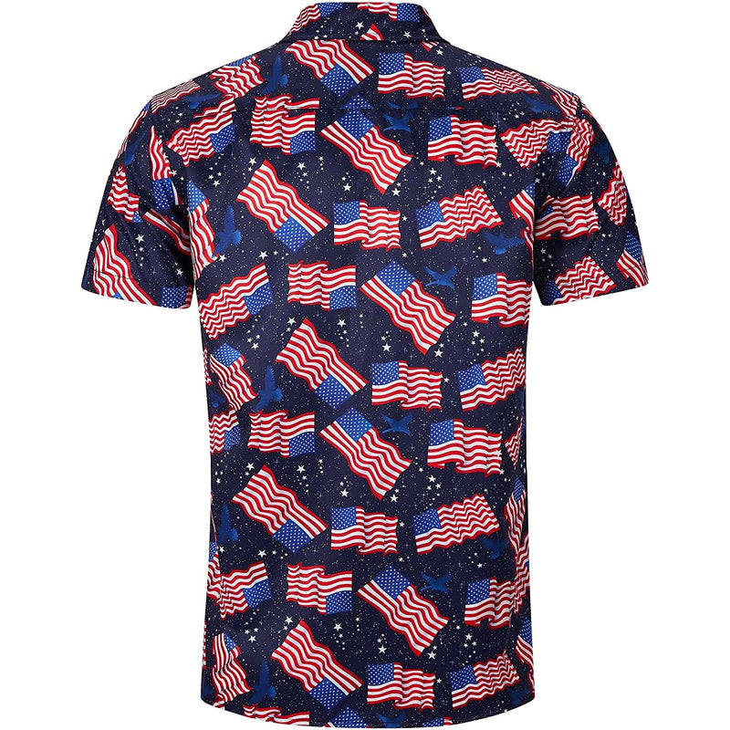 Space American Flag Funny Hawaiian Shirt