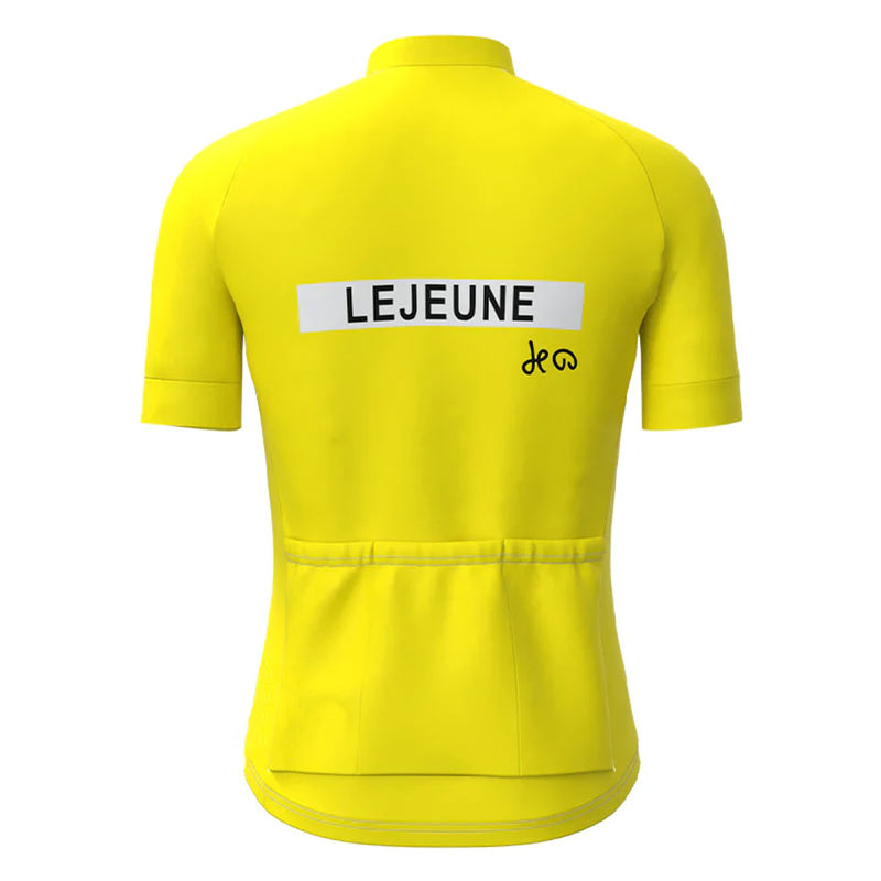 Lejeune Yellow Short Sleeve Vintage Cycling Jersey Top