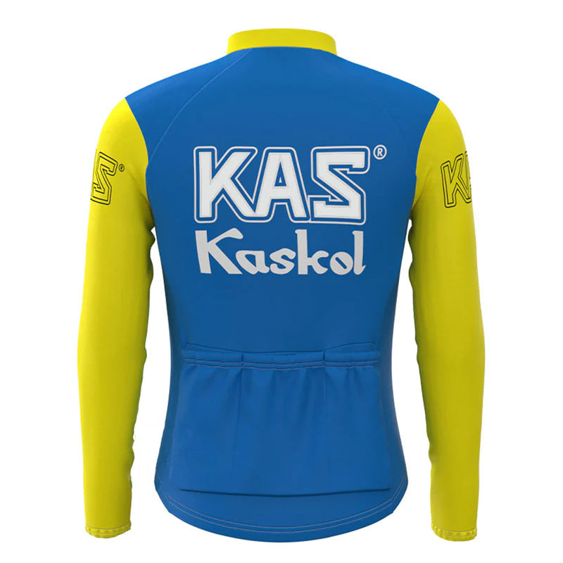 KAS Kaskol Blue Yellow Vintage Long Sleeve Cycling Jersey Top