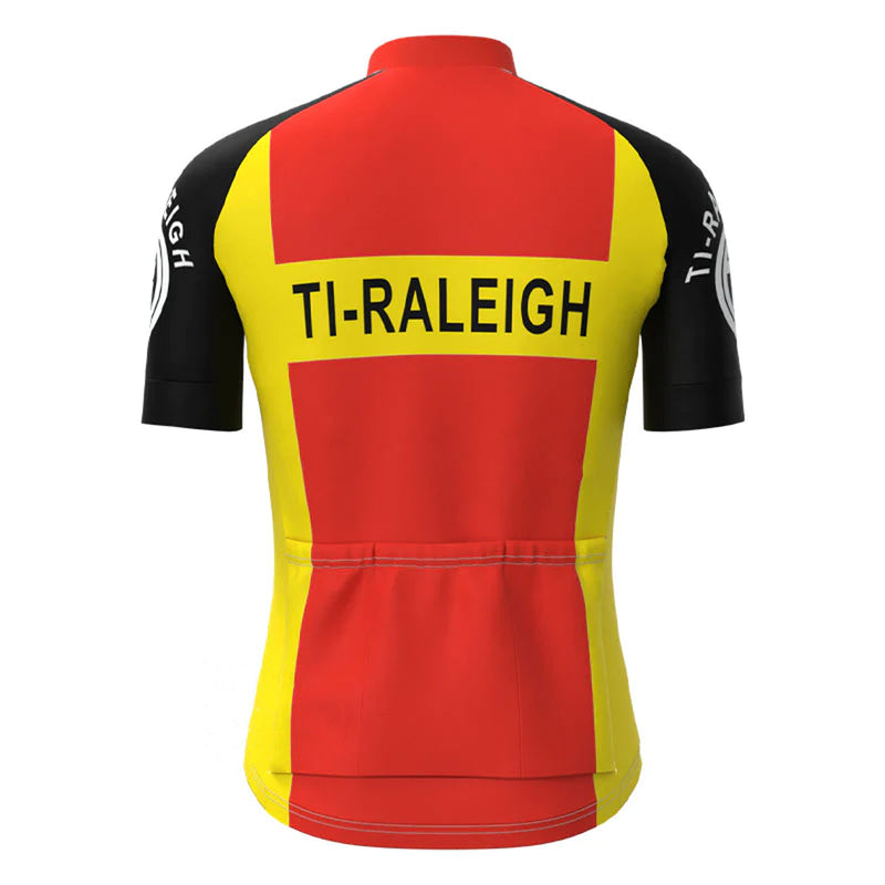 TI Raleigh Red Yellow Vintage Short Sleeve Cycling Jersey Matching Set