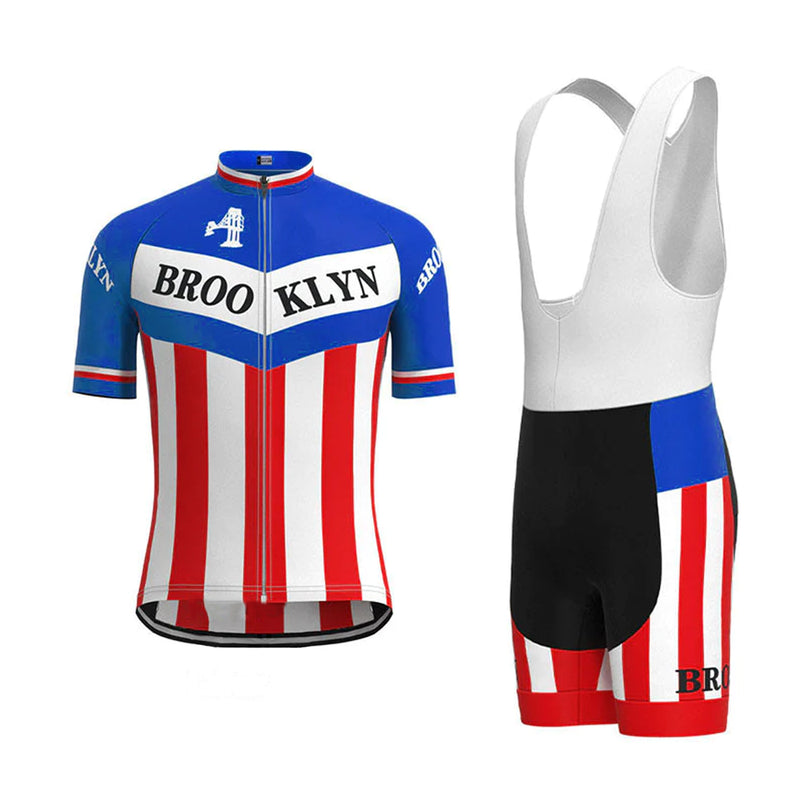 Brooklyn Blue Vintage Short Sleeve Cycling Jersey Matching Set