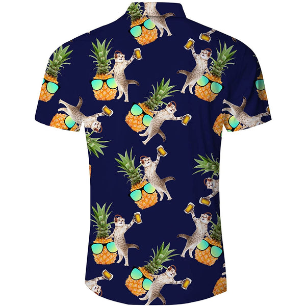 Dj Beer Cat Pineapple Funny Hawaiian Shirt