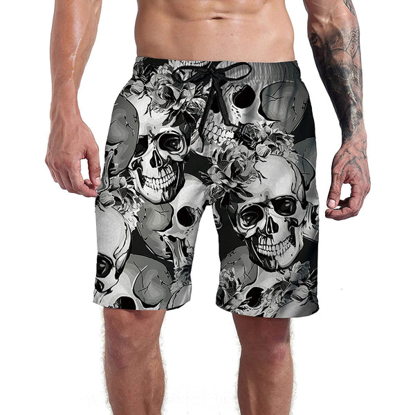 Flower Skull Funny Swim Trunks