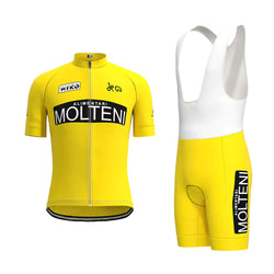 Molteni Yellow Vintage Short Sleeve Cycling Jersey Matching Set