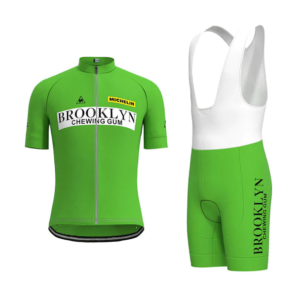 Brooklyn Green Vintage Short Sleeve Cycling Jersey Matching Set