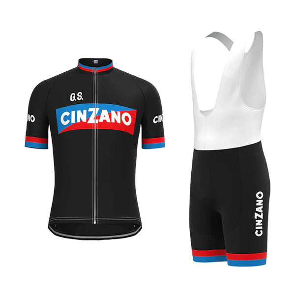 CINZANO Black Vintage Short Sleeve Cycling Jersey Matching Set