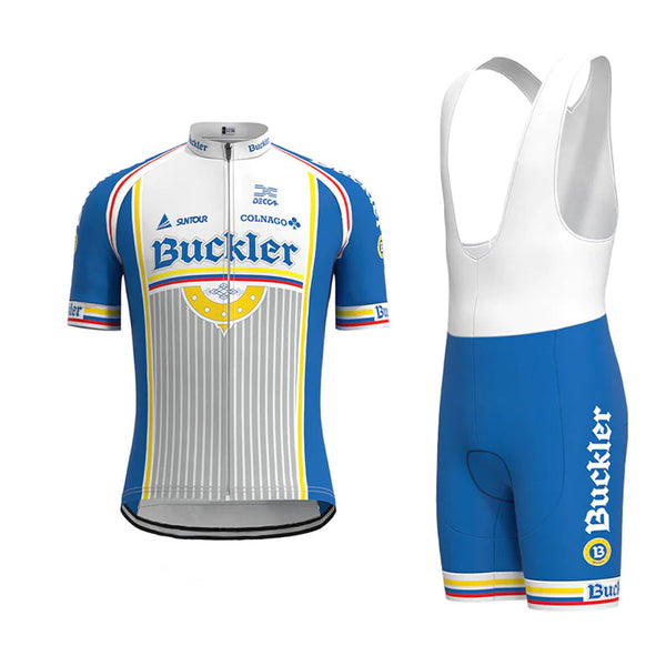 Buckler Blue Vintage Short Sleeve Cycling Jersey Matching Set