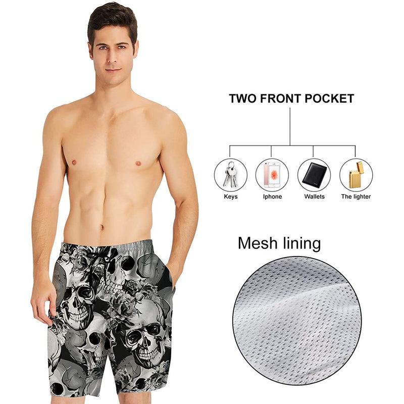 Flower Skull Funny Swim Trunks