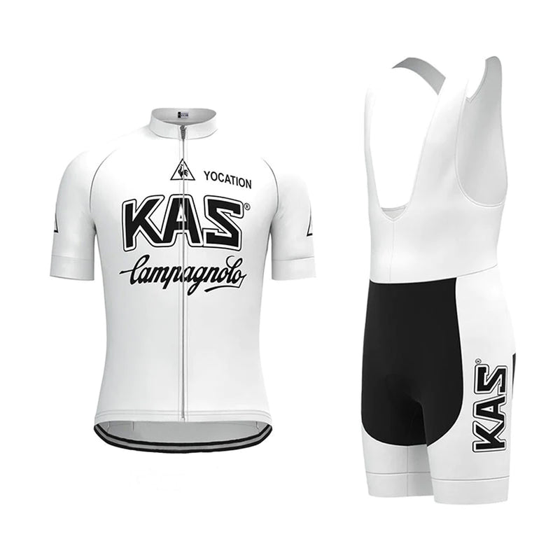 KAS White Vintage Short Sleeve Cycling Jersey Matching Set