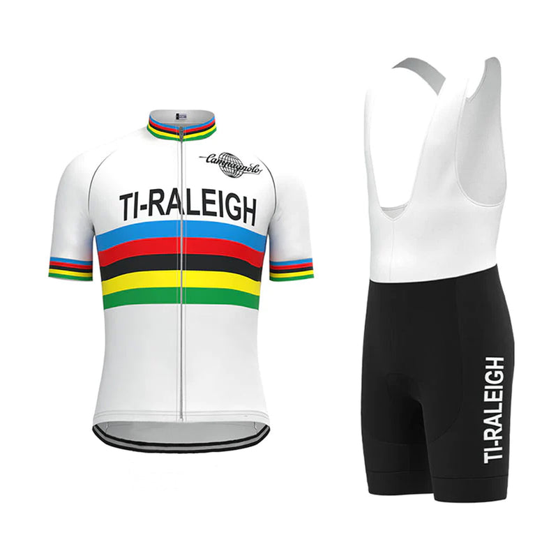 TI Raleigh White Vintage Short Sleeve Cycling Jersey Matching Set