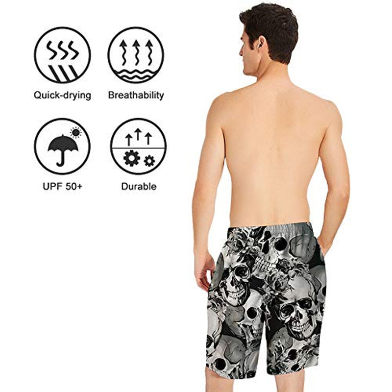 Flower Skull Funny Swim Trunks